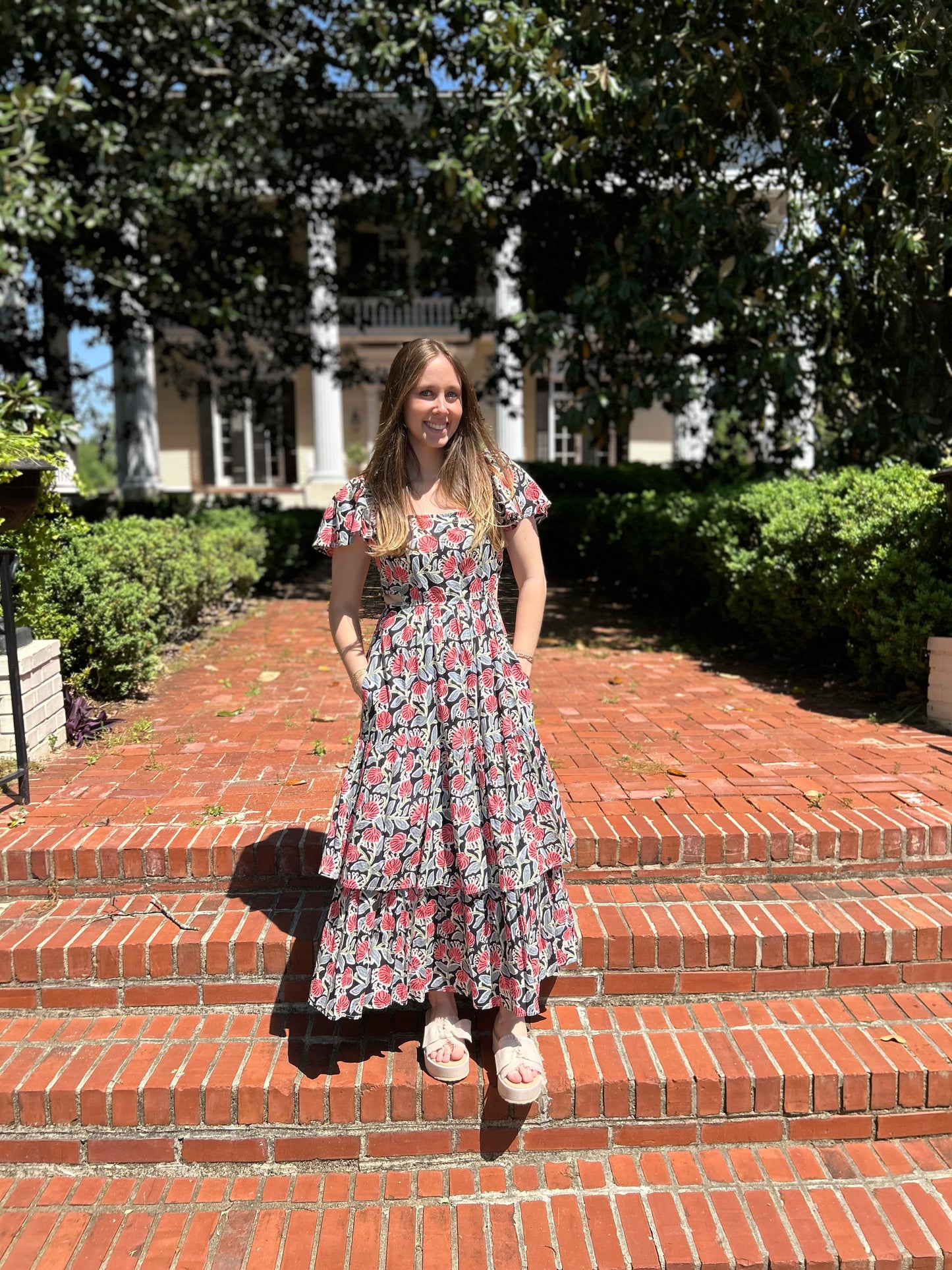 Floral Print Flutter Sleeve