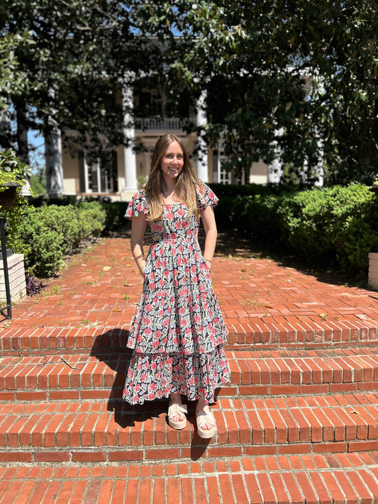 Floral Print Flutter Sleeve