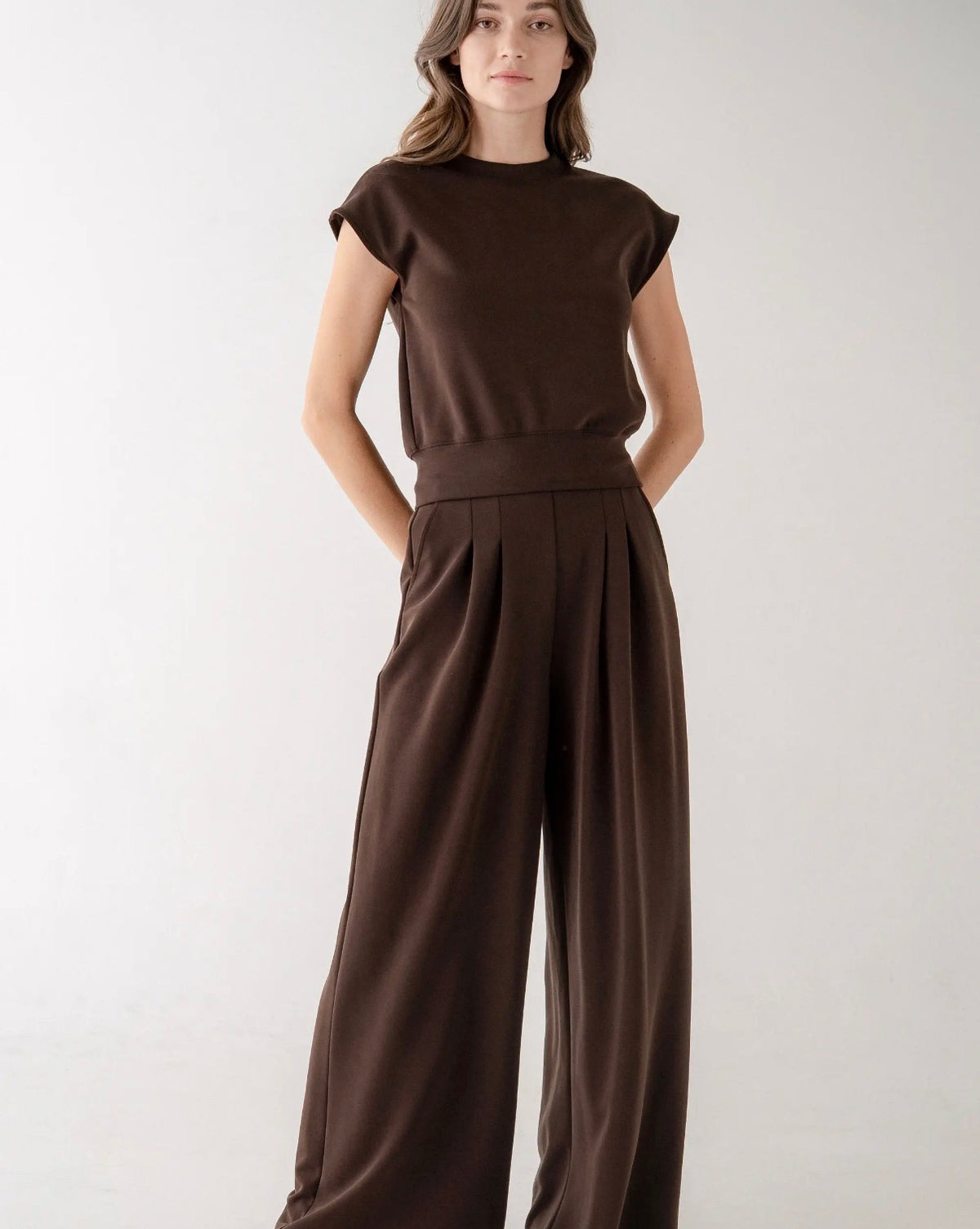 Pleated Wide Leg Sweatpants