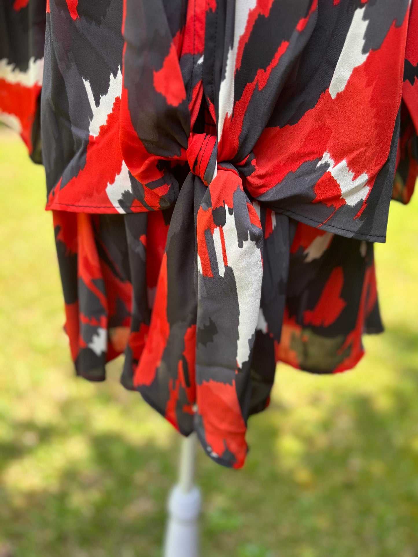 Red + black + white tie top