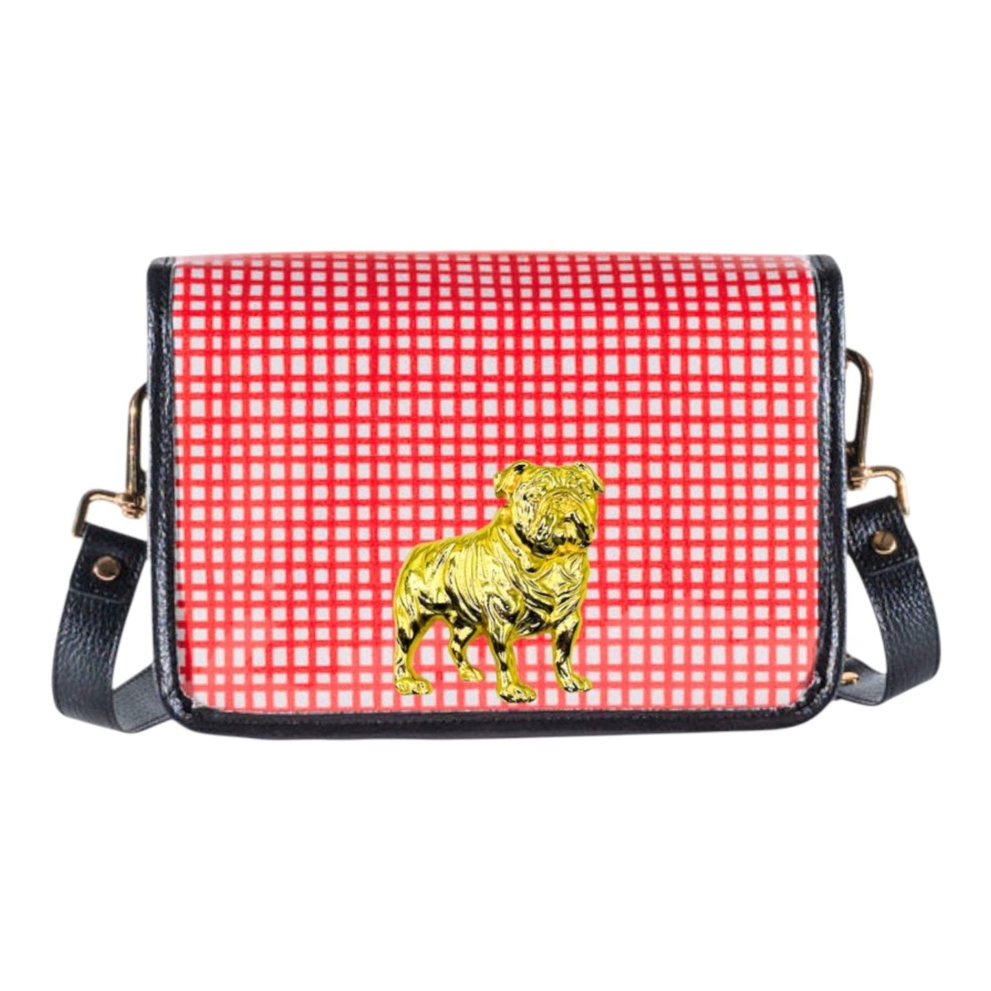 Red and White Grid Clear Stadium Bag with Bulldog
