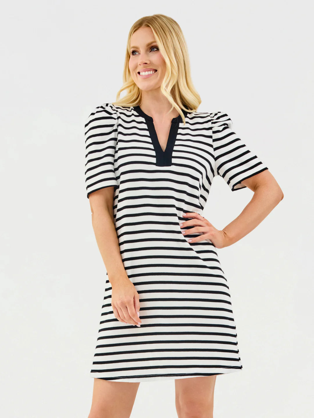 Adelyn T-Shirt Dress | Black + White Stripe