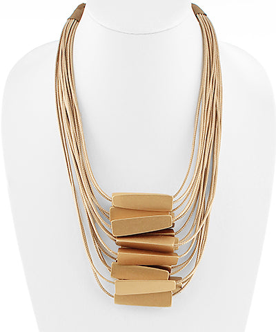 Wooden Triangle Multi Cord Necklace