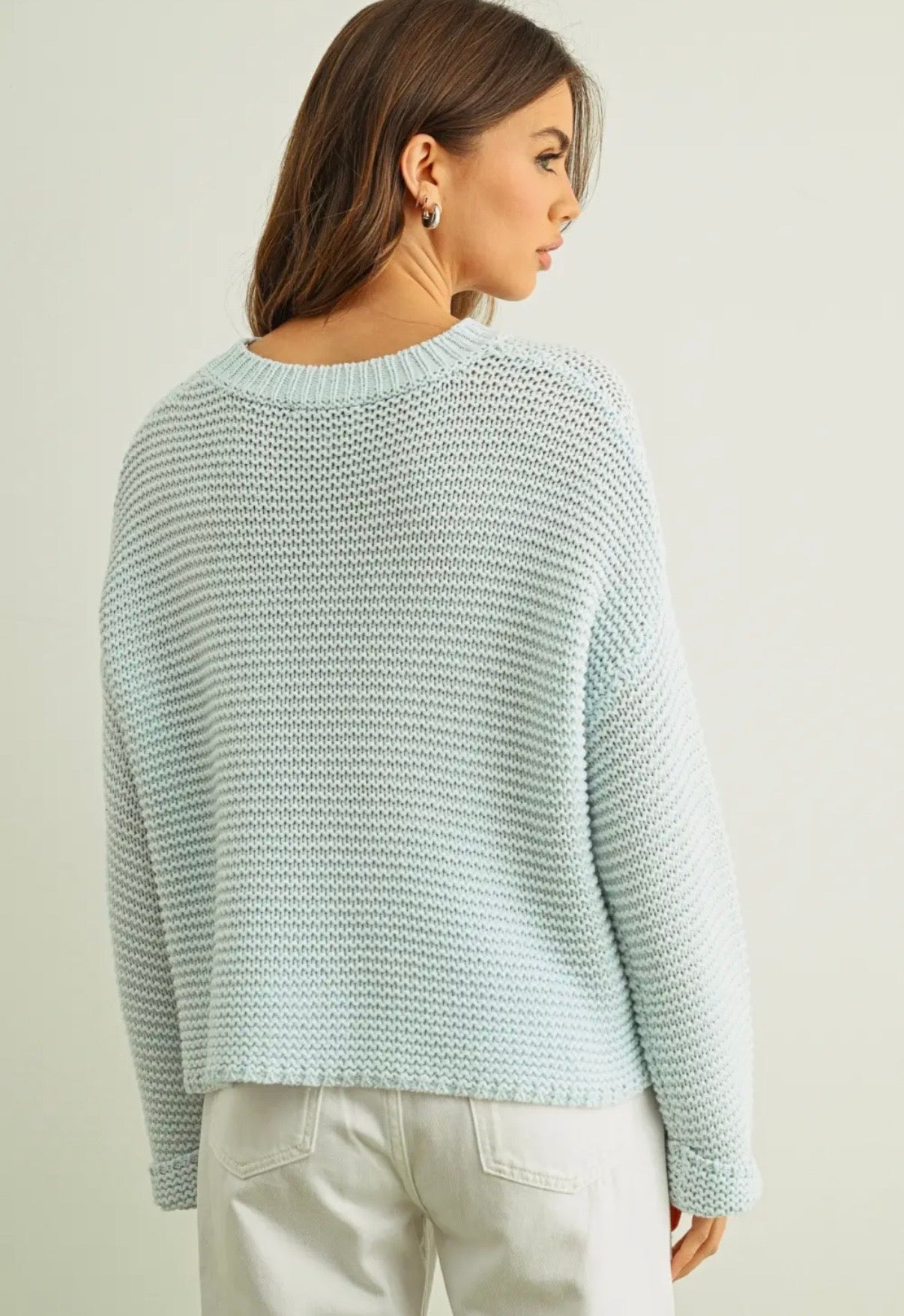 Round Neck Sweater
Knitted Top • Powder Blue