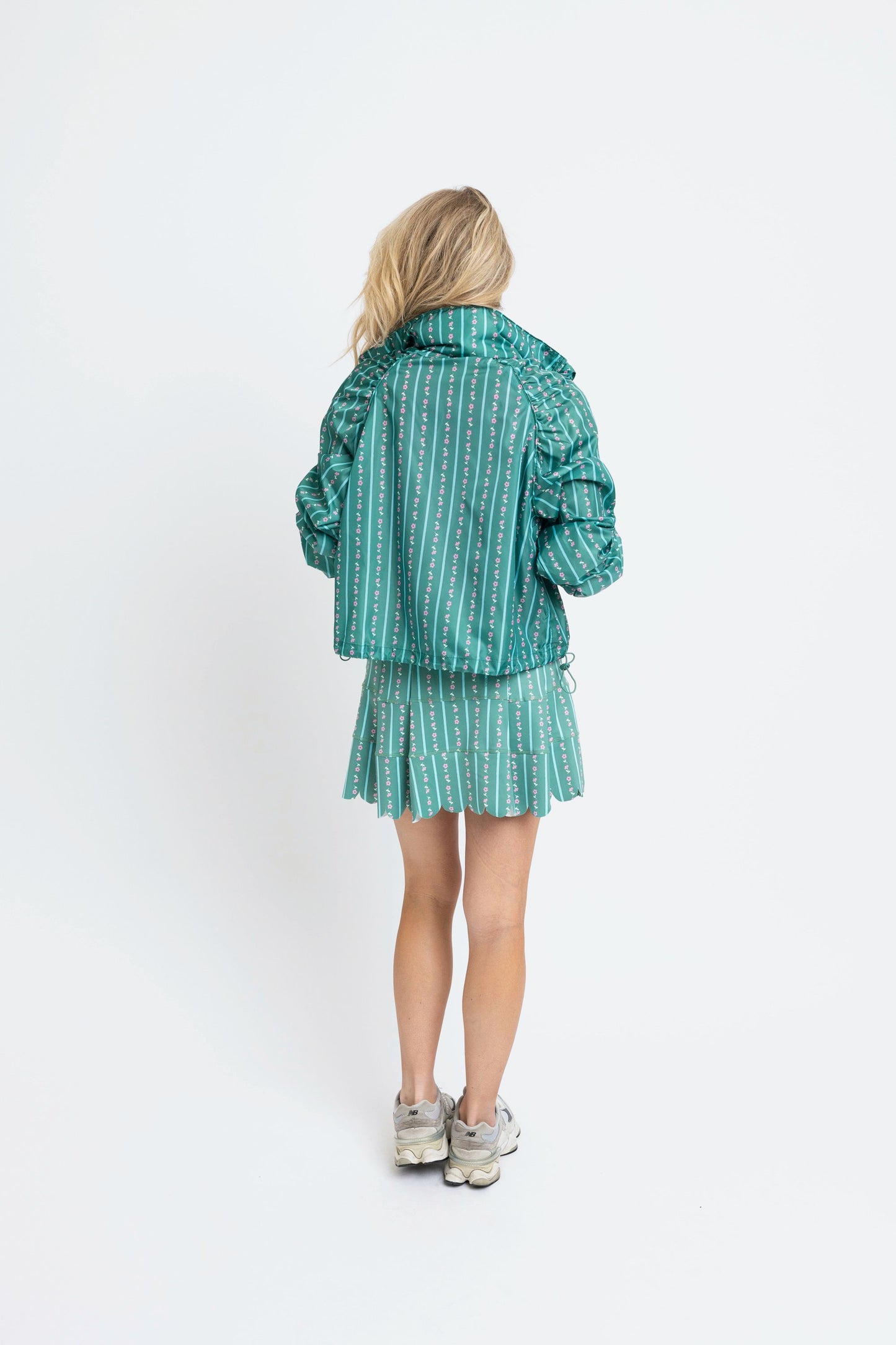 Floral Ditzy Stripe Athletic Kourt Jacket w/ hood