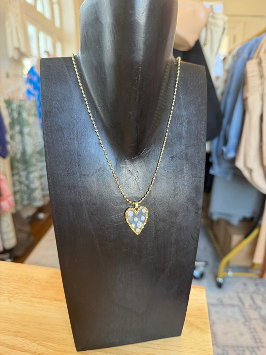 Heart + pearl necklace