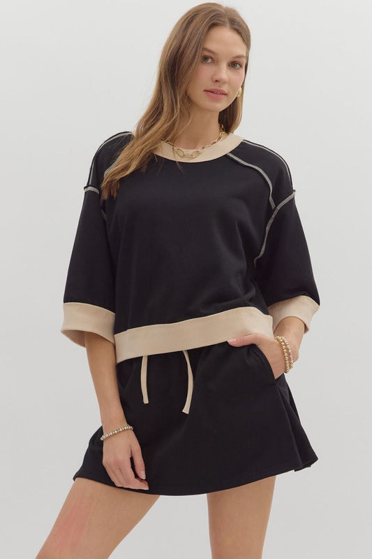 Solid knit skort set
