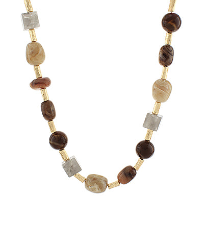 Multi Shape Marble Stone & Bar Necklace