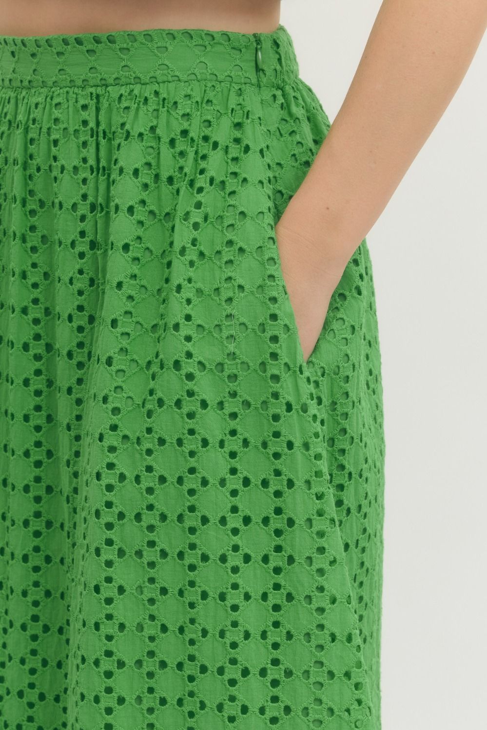 Green Eyelet Midi Skirt (Two Colors!)