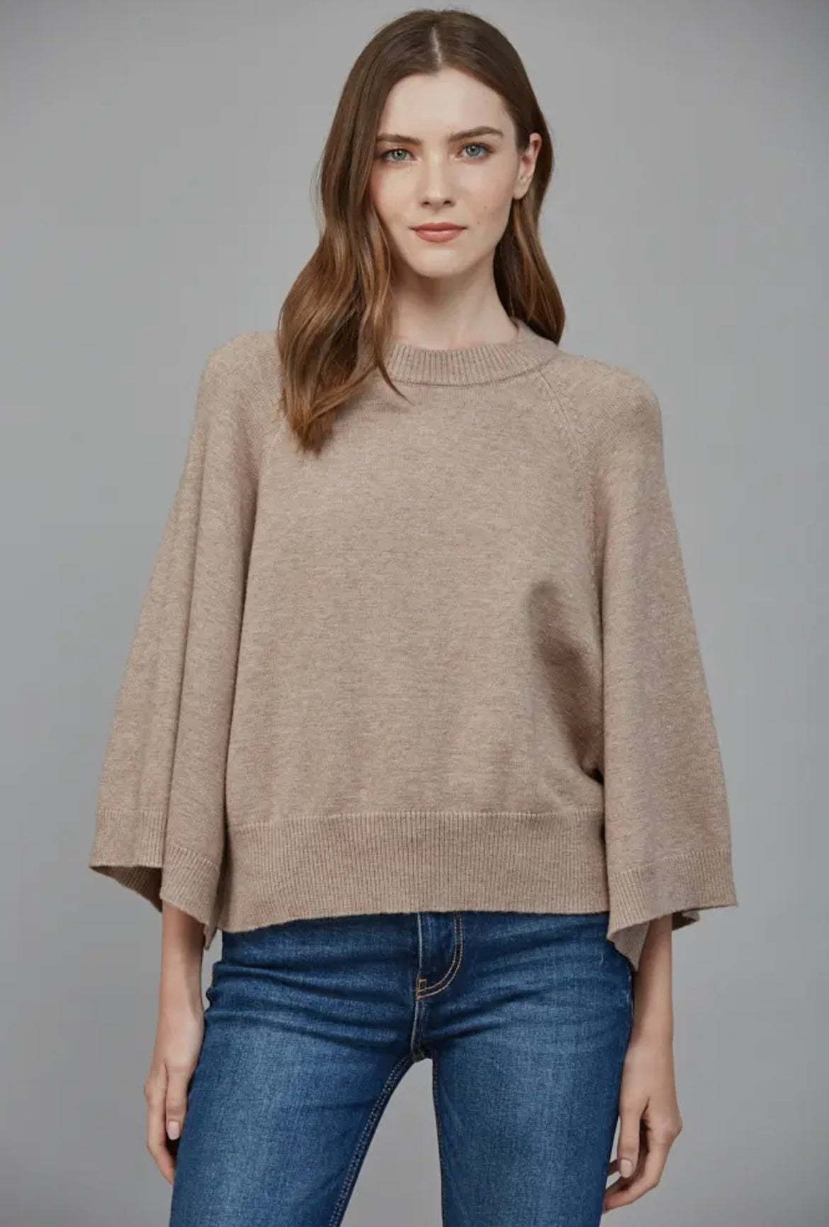 Raglan Sleeve Crew Neck Sweater