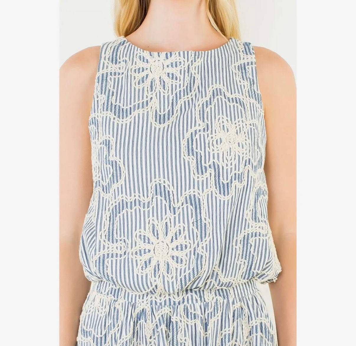 Embroidered striped top