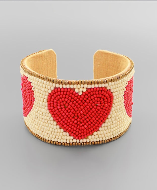 Heart Beaded Cuff