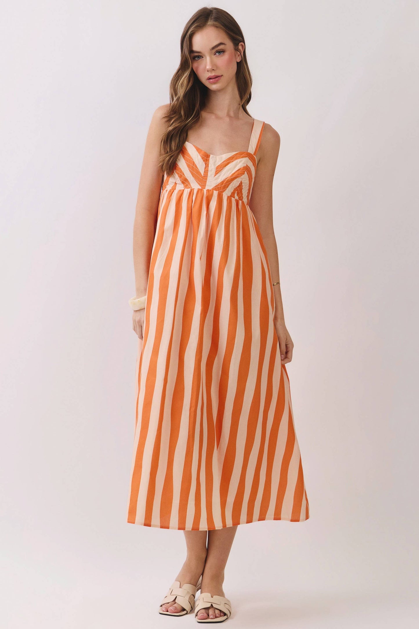 Stripe Empire Waist Midi Dress