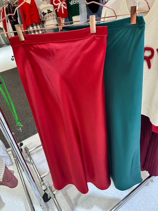 Satin midi skirt