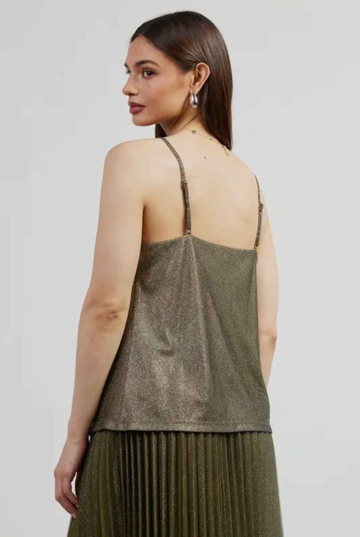 Lurex Cowl Neck Cami Top