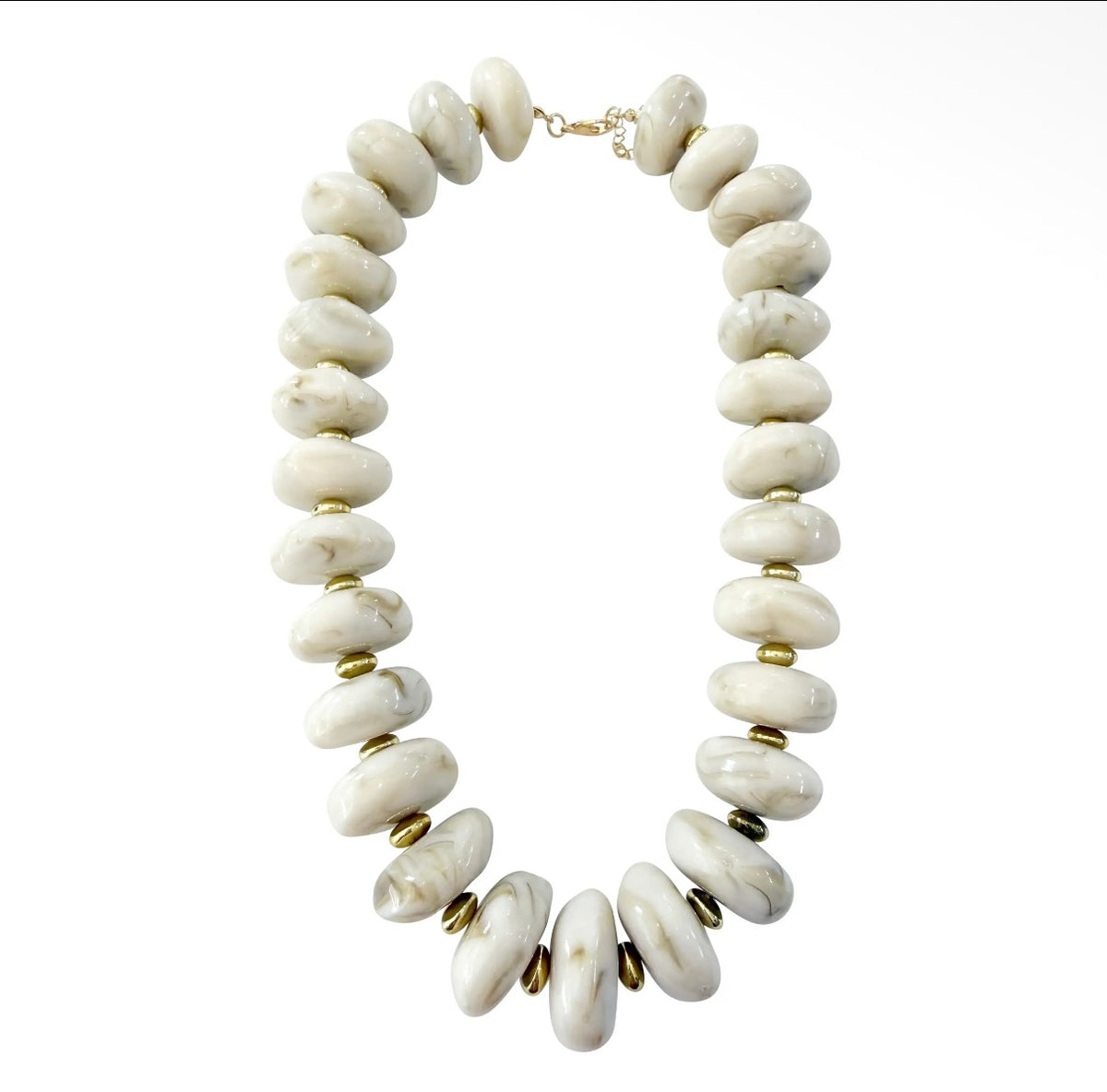 Randi Chunky Beaded Necklace- Cream