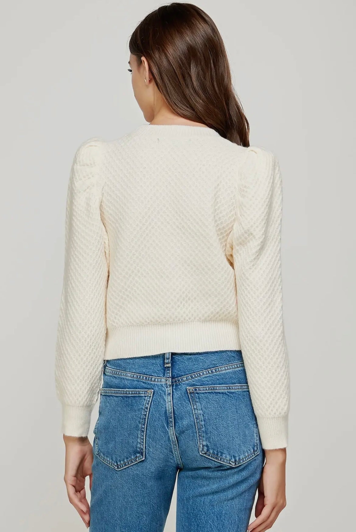 Puff shoulder knit sweater