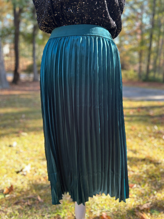 Hunter Green Pleated Skirt