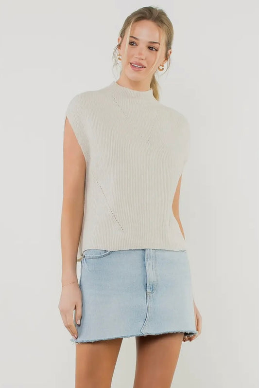 Sleeveless mock neck knit top