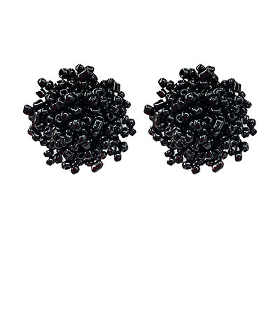 Beaded Pom Pom Earrings