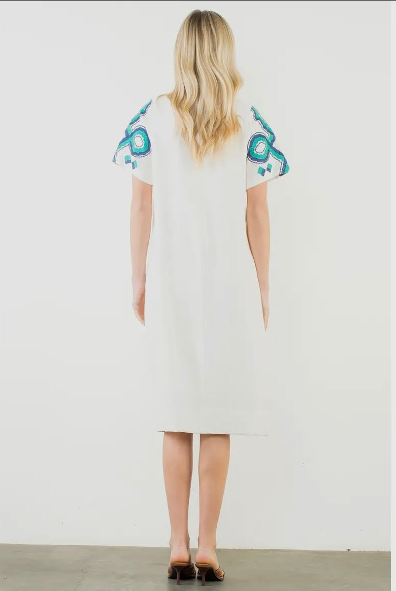 Short Sleeve Embroidered Dress