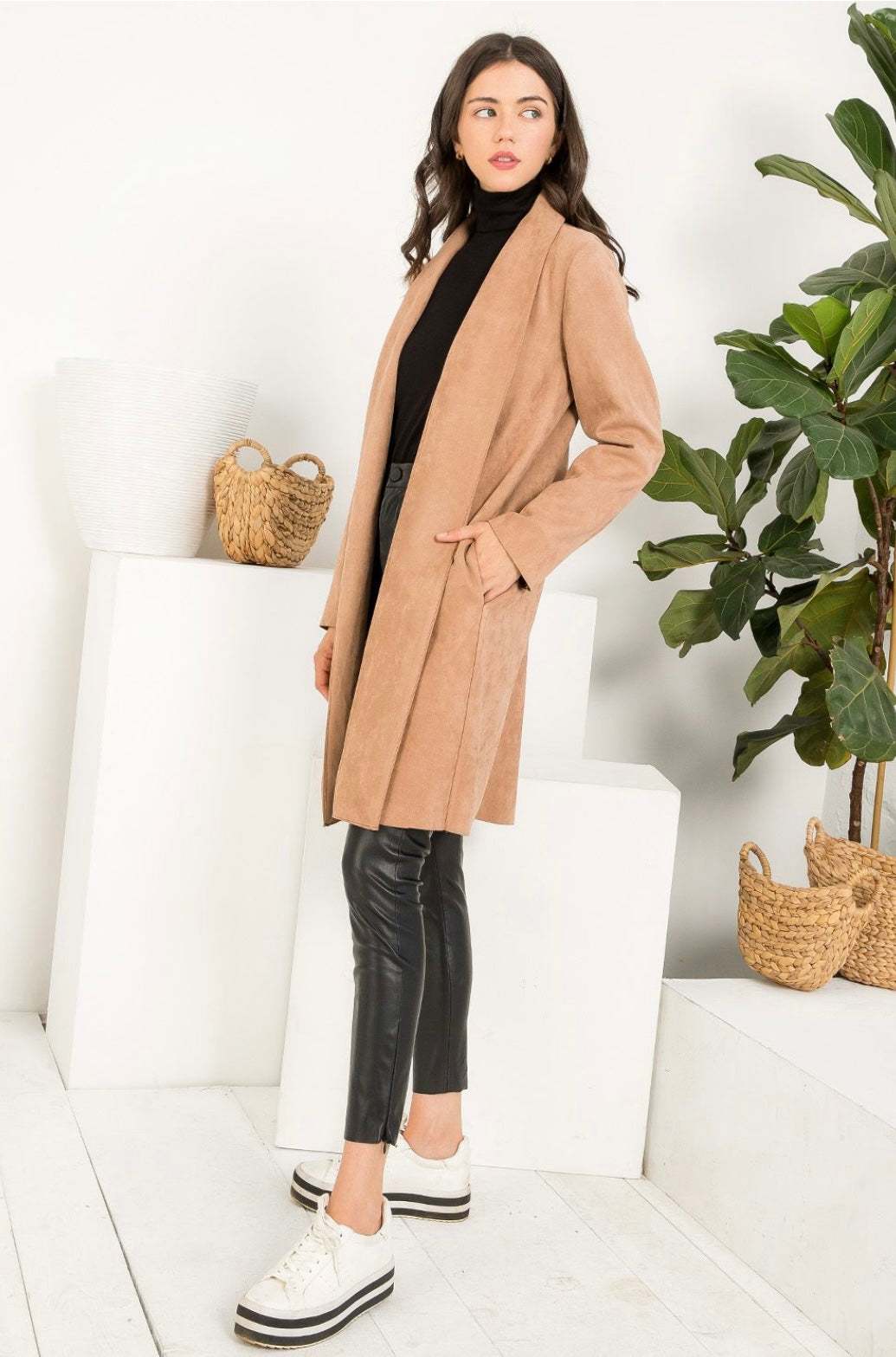 Long Suede Cardigan