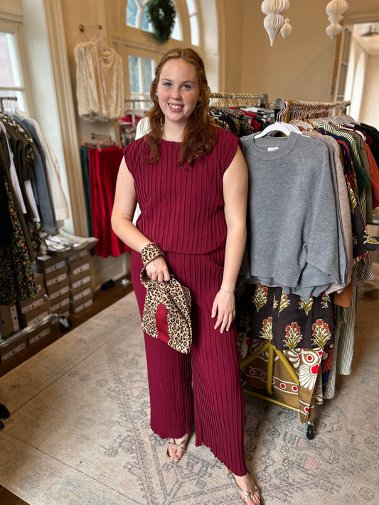 Pleated Top and Pants Set