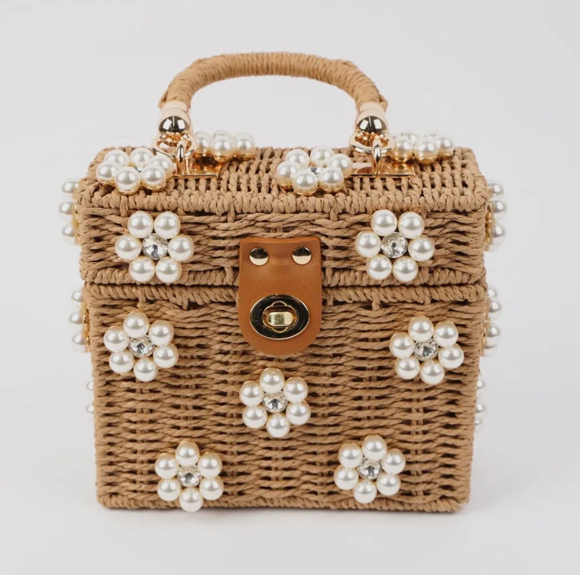 Wicker Bucket Daisy Flower Purse