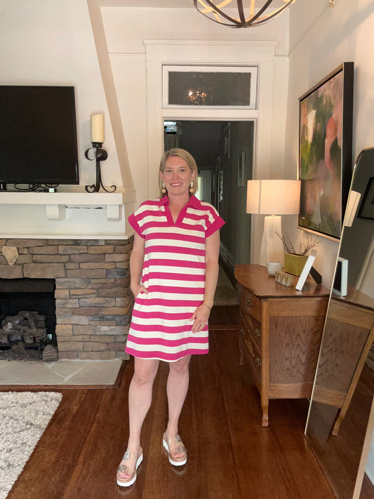 Striped fuchsia dress