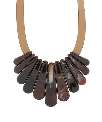 Acetate Multi Bar & Leather Choker