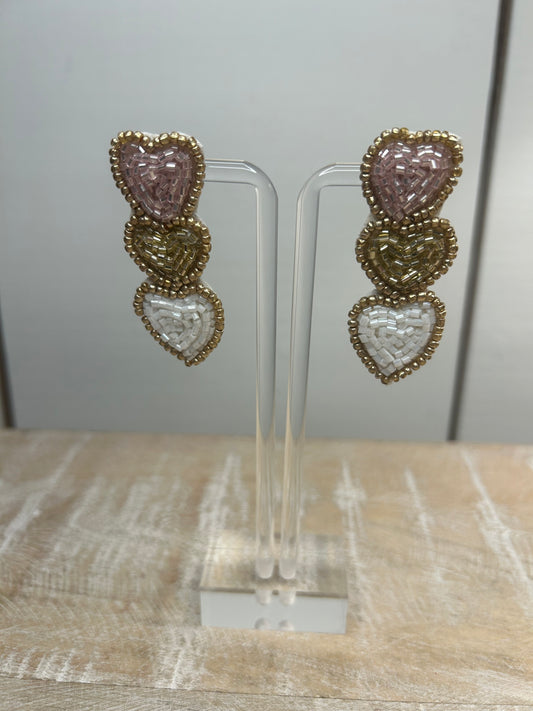 3 beaded hearts