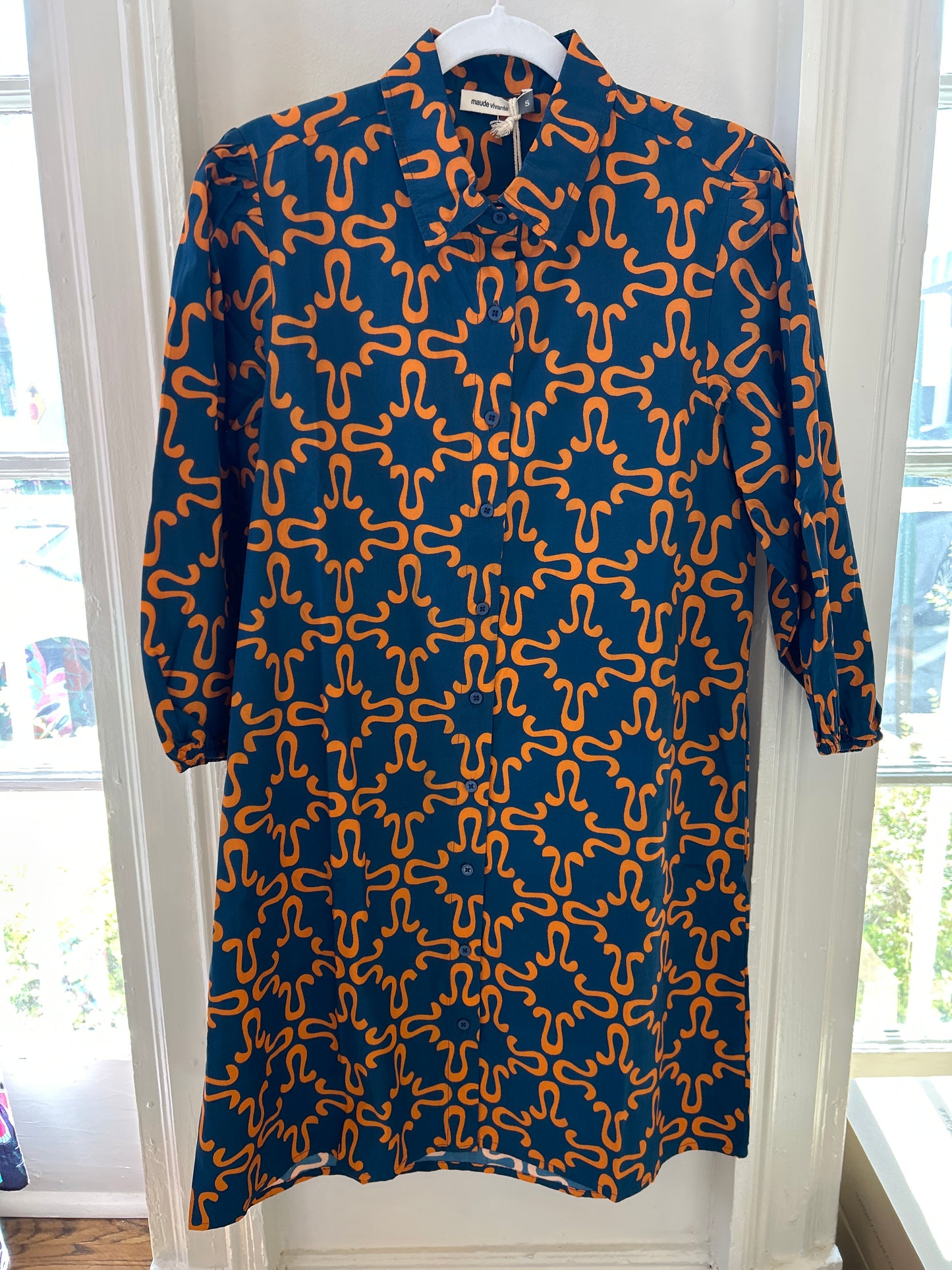 Ava Dress - Navy + Orange