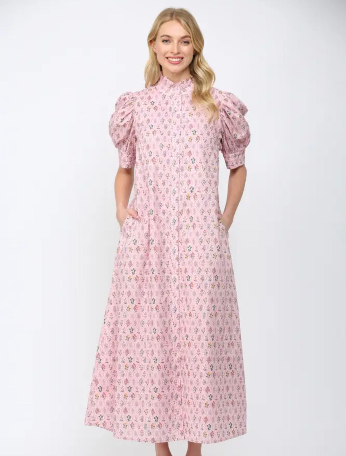 Floral Print High Ruffled Maxi
