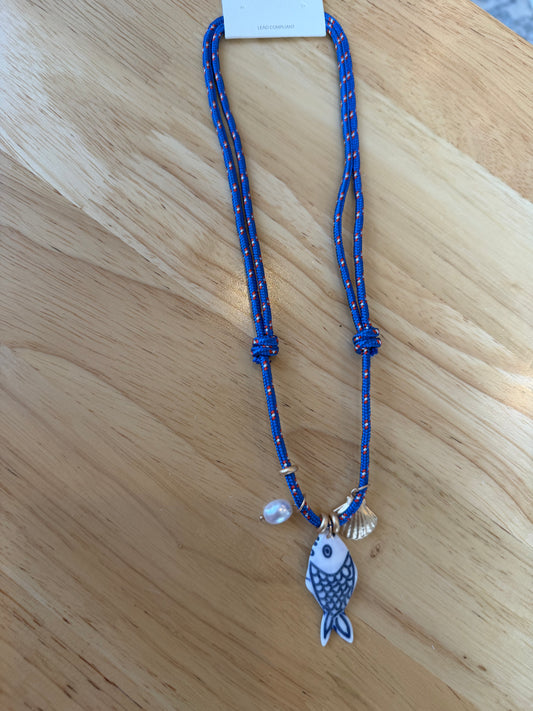 Fish on cord necklace