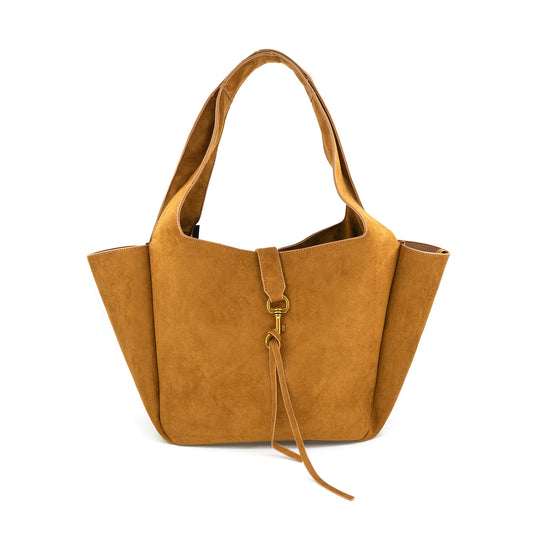Faux Suede Cognac Tote