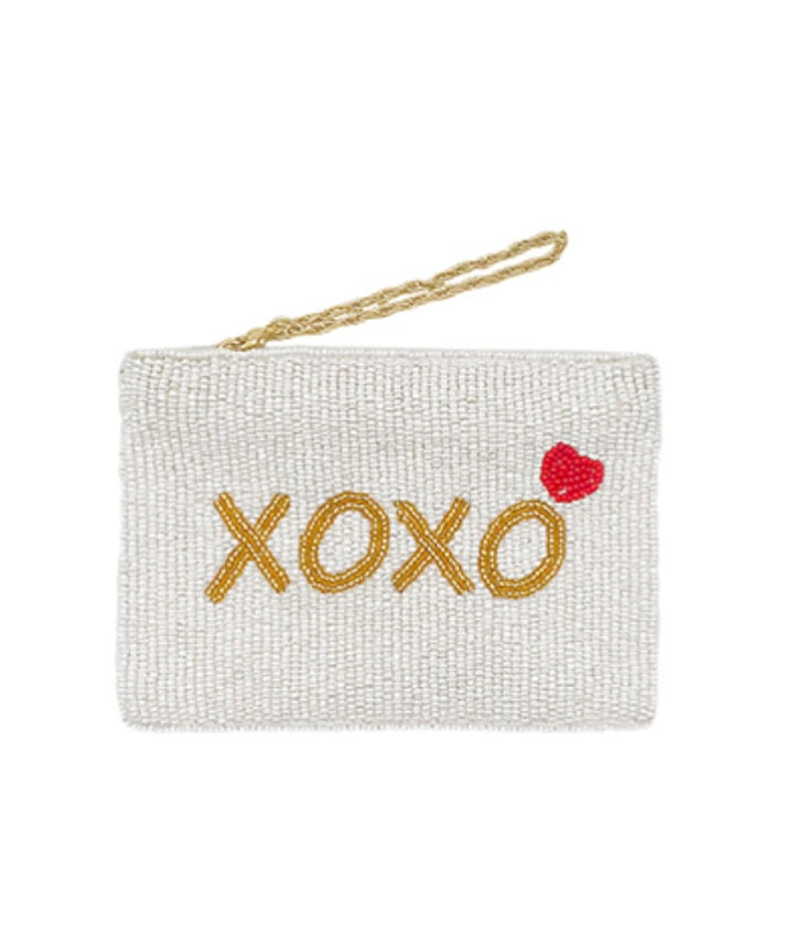 Beaded XOXO Coin Pouch w/Chain