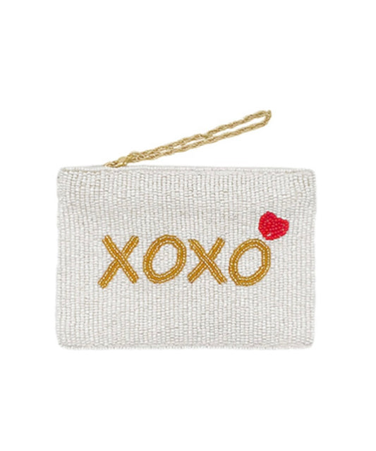 Beaded XOXO Coin Pouch w/Chain