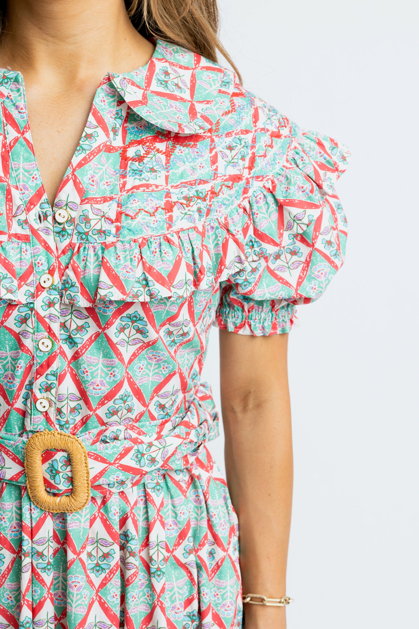 Paris Floral Belted Maxi Dress