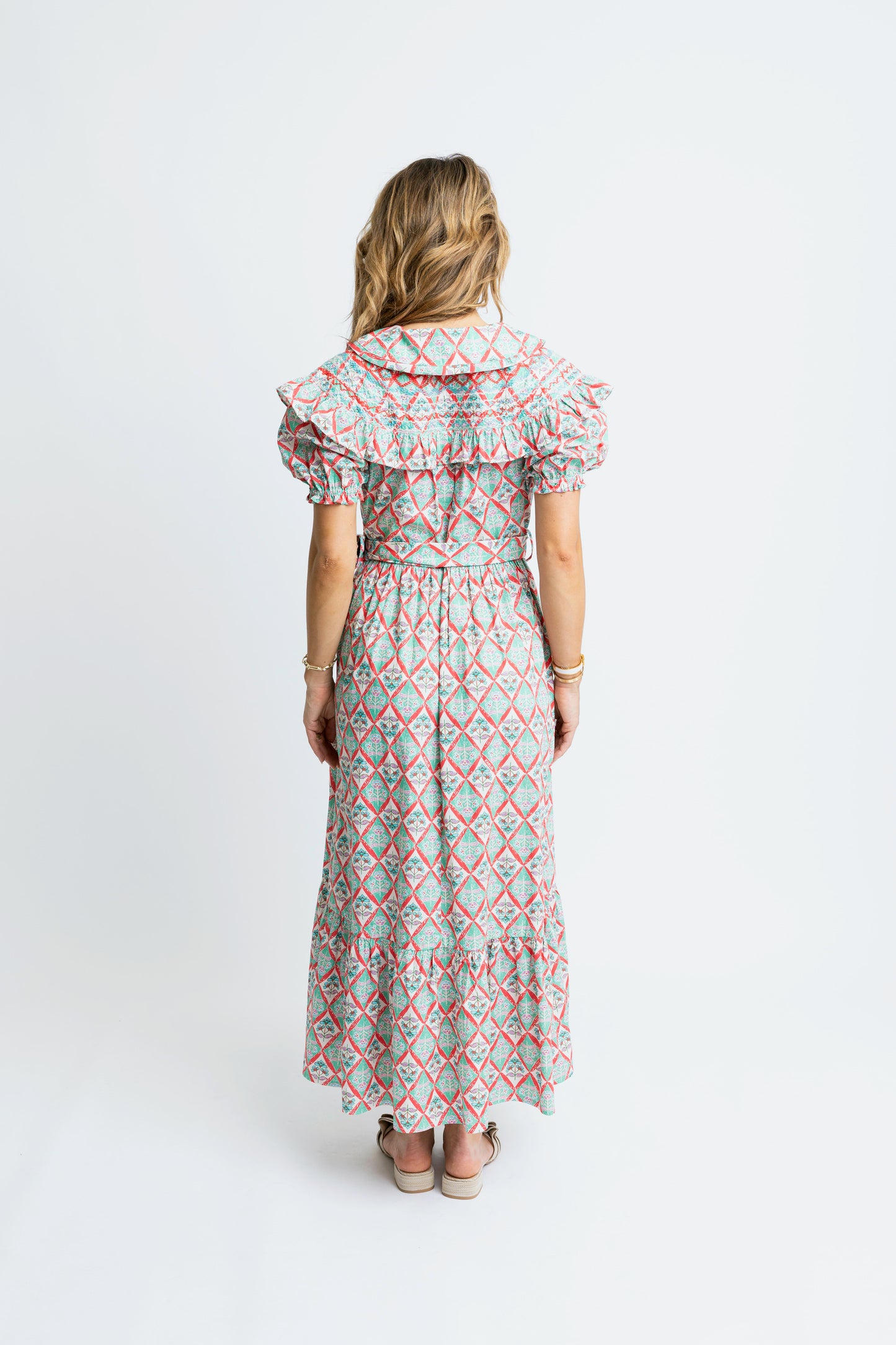 Paris Floral Belted Maxi Dress