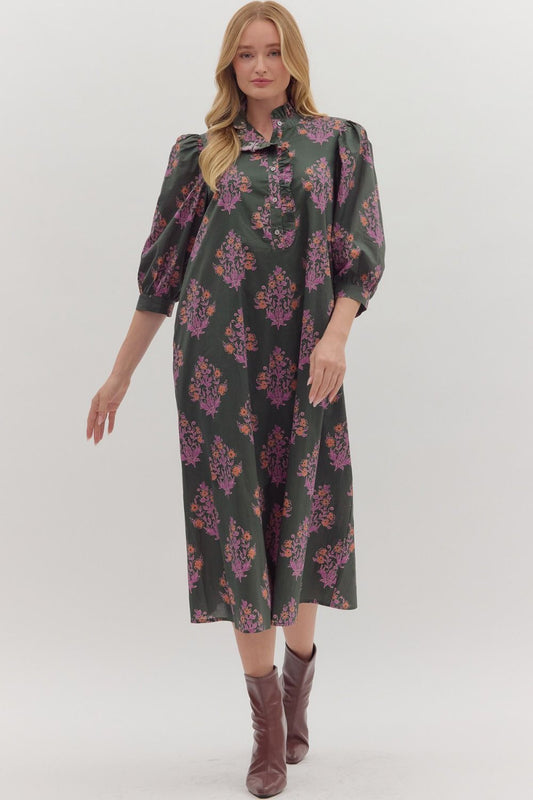 Botanical midi dress