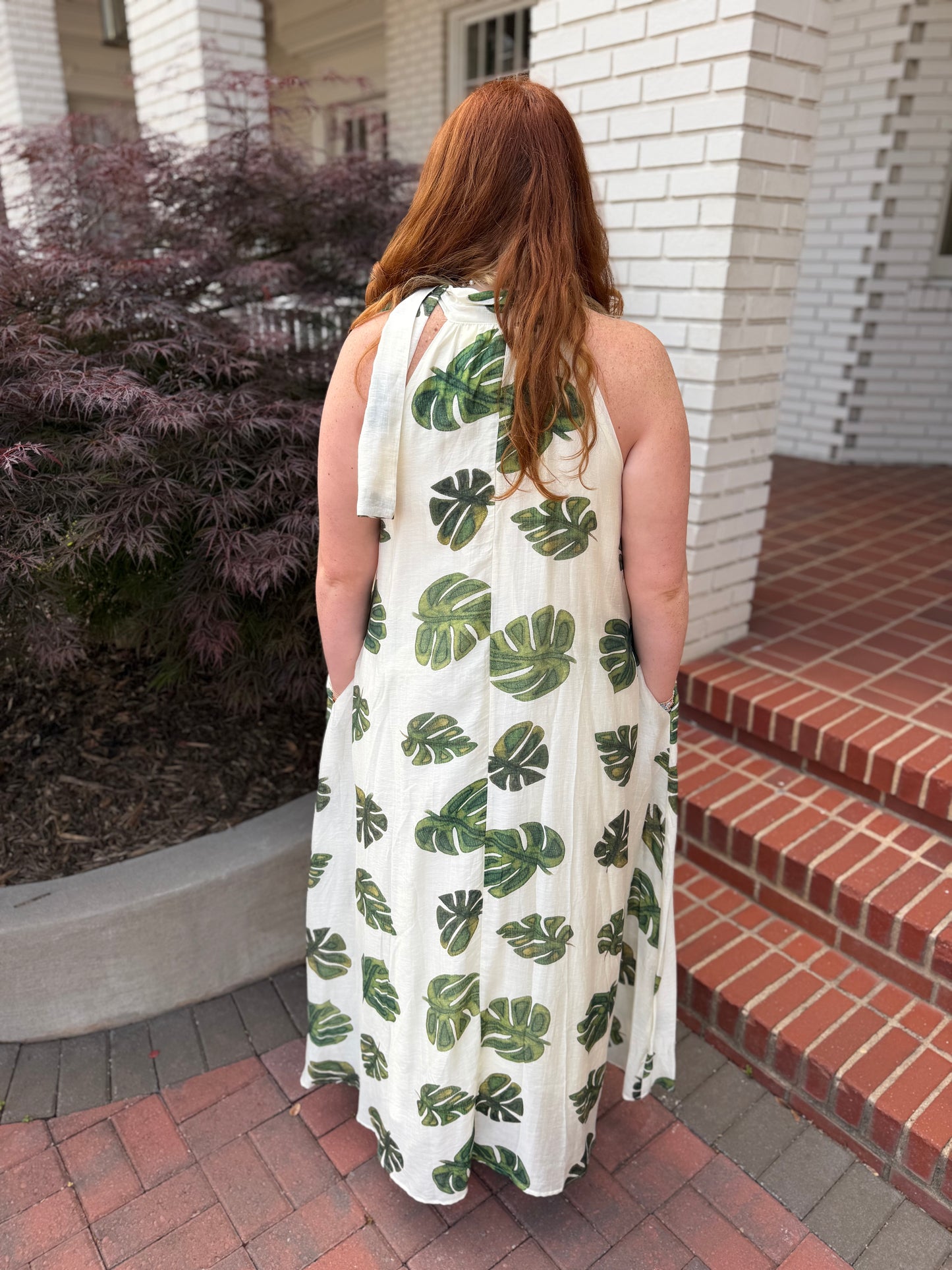 Leaf print dress