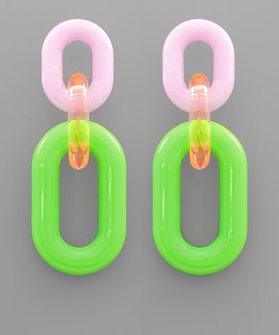 Color Acrylic Chain Drop Earrings