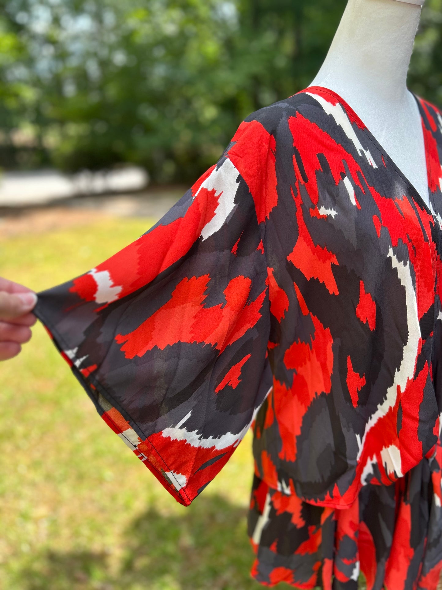 Red + black + white tie top