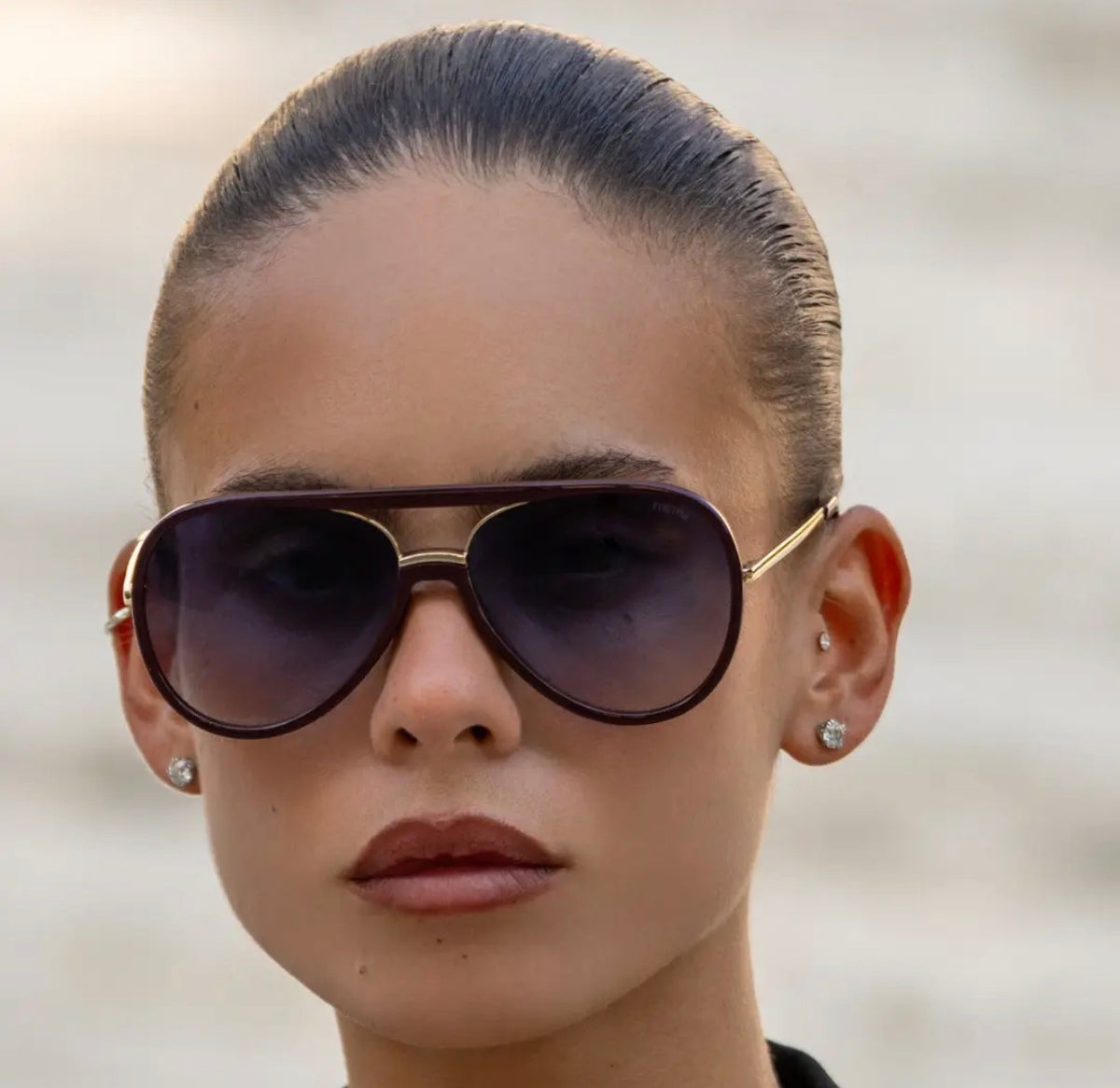 Shay Unisex Aviator Sunglasses ~ Burgundy
