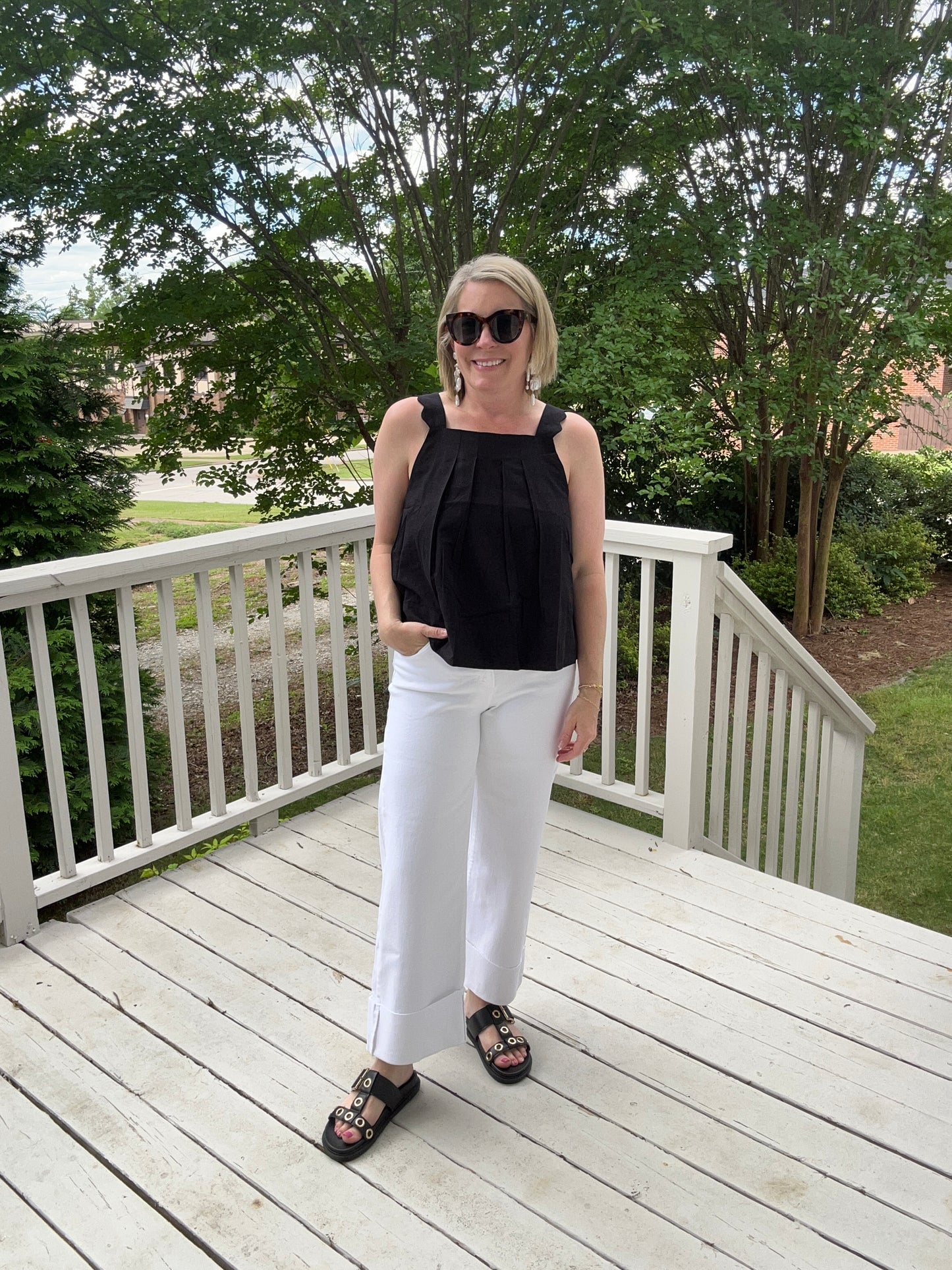 Scallop shoulder strap top