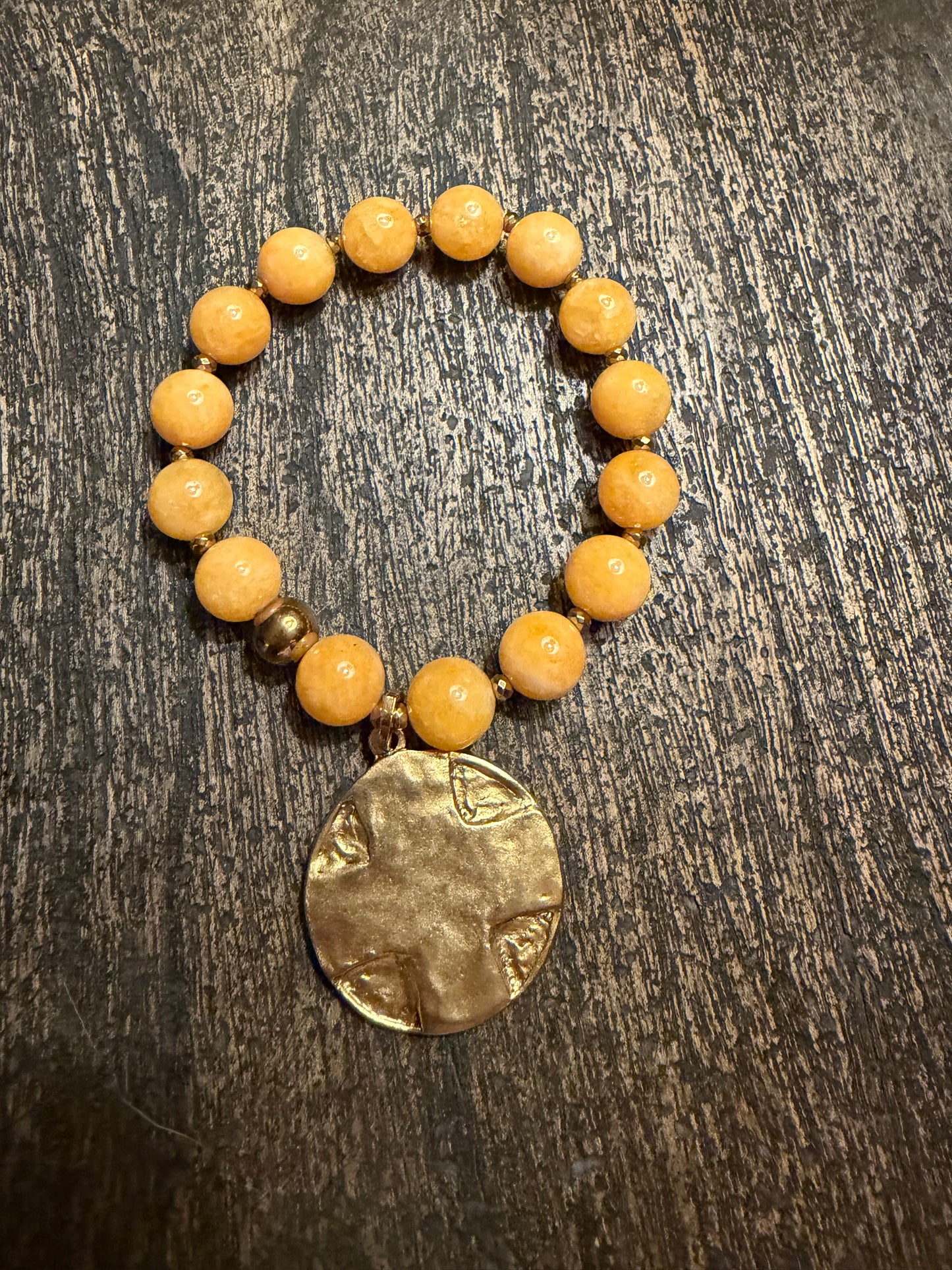 Beaded Bracelet with Cross Hammered Pendant