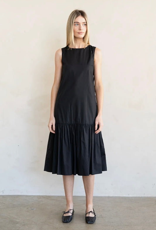 Open Back Poplin Midi Dress