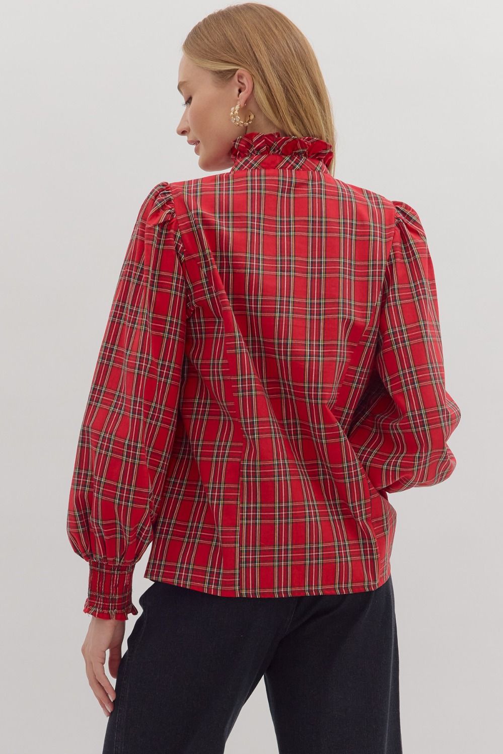 Plaid long sleeve blouse