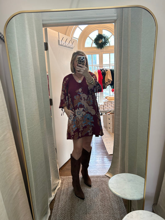 Burgundy floral dress