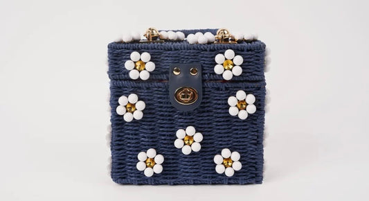 Wicker Bucket Daisy Flower Purse